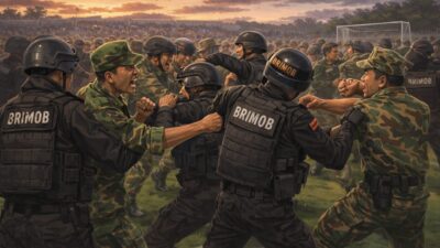 Panas Bentrok TNI dan Brimob di Lapangan Lakarada Buton Selatan, Sejumlah Polisi Luka-luka