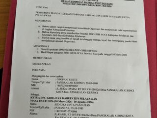 Dr. M. Martin Purba Resmi Serahkan Mandat Kepengurusan GRIB Jaya Pelalawan