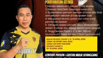 Seleksi Tim Basket POPDA Kabupaten Siak Dibuka, Cari Bibit Atlet Berbakat