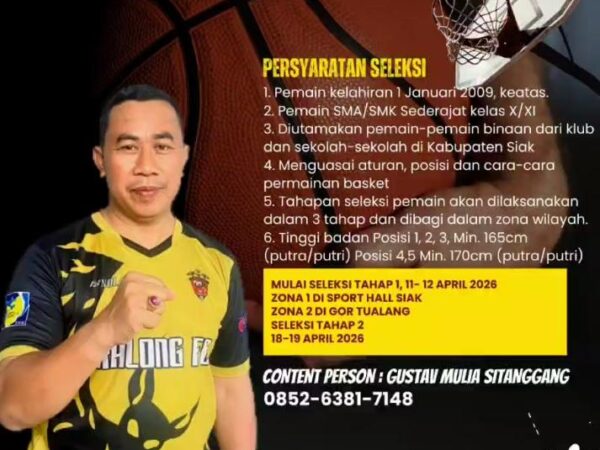 Seleksi Tim Basket POPDA Kabupaten Siak Dibuka, Cari Bibit Atlet Berbakat